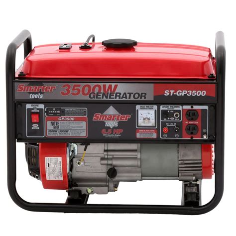 Smarter tools 3500 watt generator - A full bank of up to 10 outlets allow you to power more tools, appliances and essentials than other brands. Plus, a built-in volt meter and hour meter provides feedback at a glance. Fully Equipped High Performance, Low Maintenance. ... I own a small 3,500 watt Portable Generator. Being a big fan of Northern Tool and Equipment because …